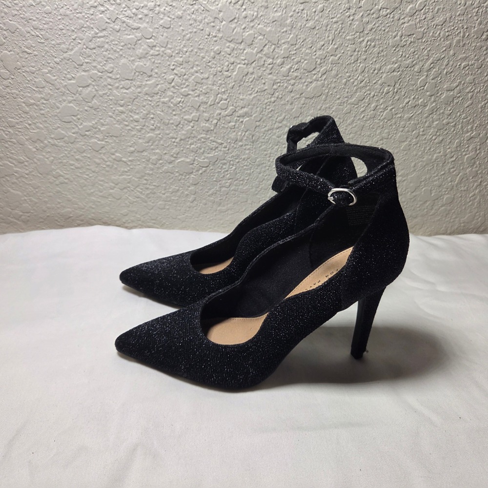 Christian Siriano for Payless Black Glitter Ankle Strap Pointed Toe Pumps 5